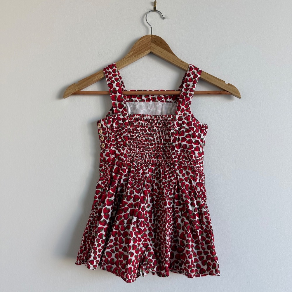 Crewcuts Strawberry Print Cotton Romper Size 5 - Picture 5 of 10